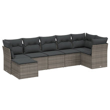 7-Delige Loungeset Met Kussens Poly Rattan Grijs