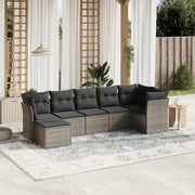 Loungeset 7-delig poly rattan grijs
