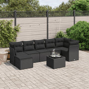 Loungeset 8-delig poly rattan zwart