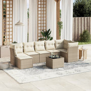 Loungeset 8-delig poly rattan beige