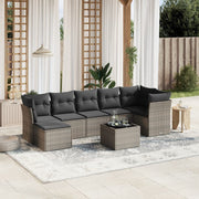 Loungeset 8-delig poly rattan grijs