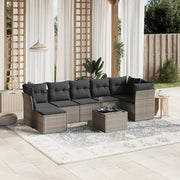 Loungeset 8-delig poly rattan lichtgrijs