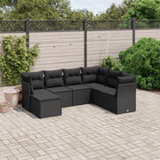 Loungeset 7-delig poly rattan zwart