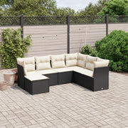 Loungeset 7-delig poly rattan zwart