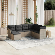 Loungeset 7-delig poly rattan grijs