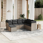 7-piece Lounge Set with cushions poly rattan light grey