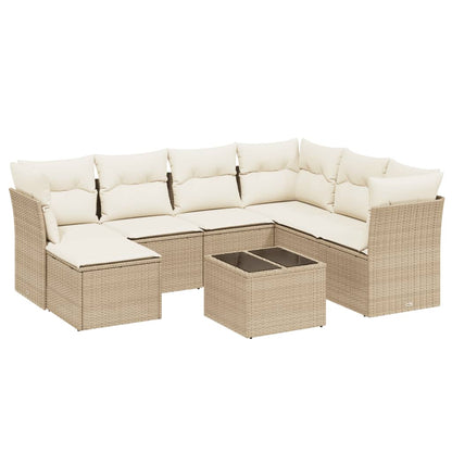8-Delige Loungeset Met Kussens Poly Rattan Beige