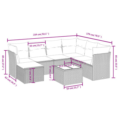 8-Delige Loungeset Met Kussens Poly Rattan Gemengd Beige