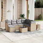 8-Delige Loungeset Met Kussens Poly Rattan Gemengd Beige