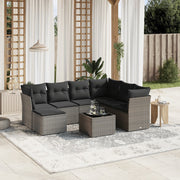 Loungeset 8-delig poly rattan grijs