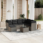 Loungeset 8-delig poly rattan lichtgrijs