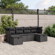 Loungeset 6-delig poly rattan zwart