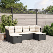 Loungeset 6-delig poly rattan zwart