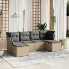 Loungeset 6-delig poly rattan gemengd beige