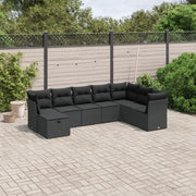 Loungeset 8-delig poly rattan zwart