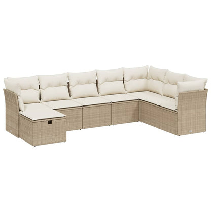 8-Delige Loungeset Met Kussens Poly Rattan Beige