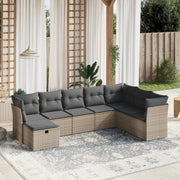 Loungeset 8-delig poly rattan grijs