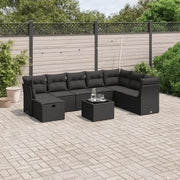 Loungeset 9-delig poly rattan zwart