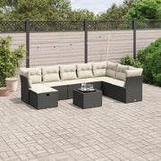 Loungeset 9-delig poly rattan zwart