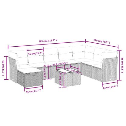 9-Delige Loungeset Met Kussens Poly Rattan Beige