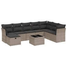 9-Delige Loungeset Met Kussens Poly Rattan Grijs