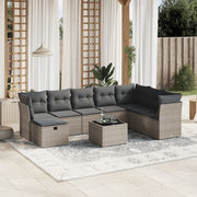 Loungeset 9-delig poly rattan grijs