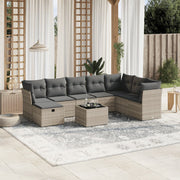 Loungeset 9-delig poly rattan lichtgrijs