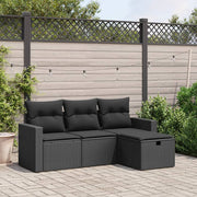 Loungeset 4-delig poly rattan zwart