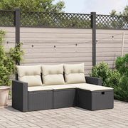 Loungeset poly rattan 4-delig zwart
