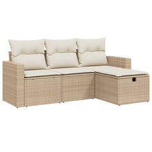 4-Delige Loungeset Met Kussens Poly Rattan Beige