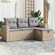 Loungeset 4-delig poly rattan gemengd beige