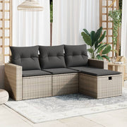 Loungeset 4-delig poly rattan grijs