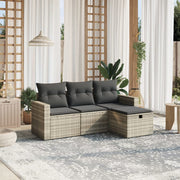Loungeset 4-delig polyrattan lichtgrijs