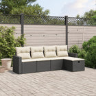 5-Piece Loungeset with Cushions Poly Rattan Black