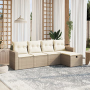Loungeset 5-delig poly rattan beige
