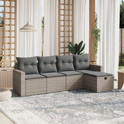 Loungeset 5-delig poly rattan grijs