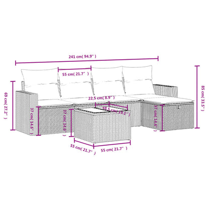 6-Delige Loungeset Met Kussens Poly Rattan Zwart