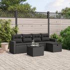 6-piece Lounge Set with cushions poly rattan black