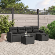 Loungeset 6-delig poly rattan zwart