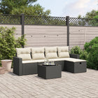 6-piece Lounge Set with cushions poly rattan black