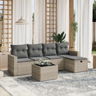 Loungeset 6-delig poly rattan lichtgrijs