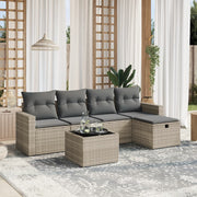Loungeset 6-delig poly rattan lichtgrijs