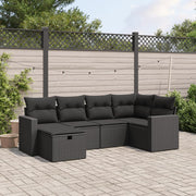 Loungeset 6-delig poly rattan zwart