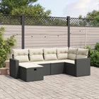 Loungeset 6-delig poly rattan zwart