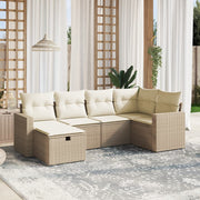 Loungeset 6-delig poly rattan beige