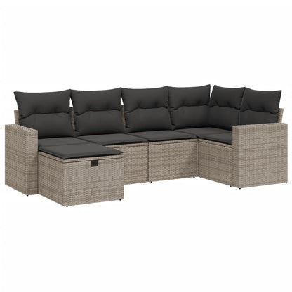 6-Delige Loungeset Met Kussens Poly Rattan Grijs