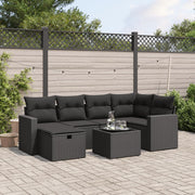Loungeset 7-delig poly rattan zwart