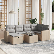Loungeset 7-delig poly rattan gemengd beige