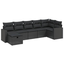 7-Delige Loungeset Met Kussens Poly Rattan Zwart