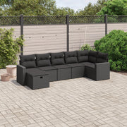 Loungeset 7-delig poly rattan zwart